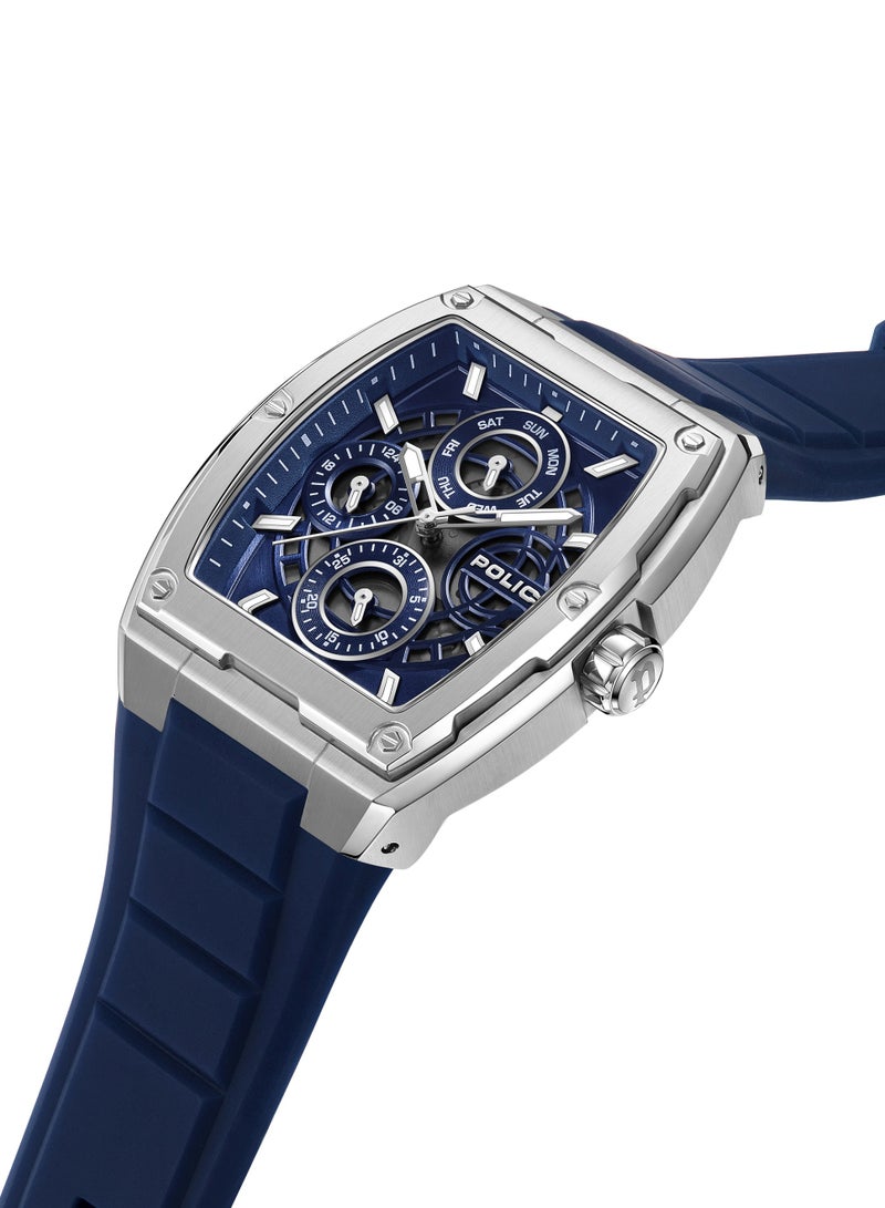بوليس ساعة كريد ذات قرص أزرق مع حزام سيليكون أزرق بتوقيت كرونوغراف - Image 2
