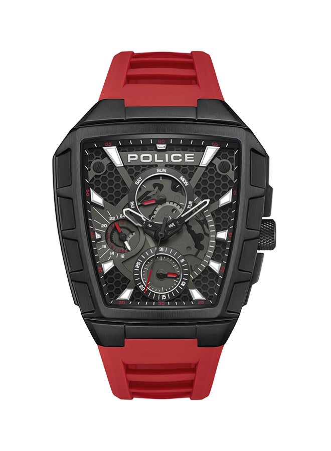 POLICE Men's Tough Gear Black Dial Red Silicone Strap Gents Chronograph Watch With Stainless Steel Case  - Image 1