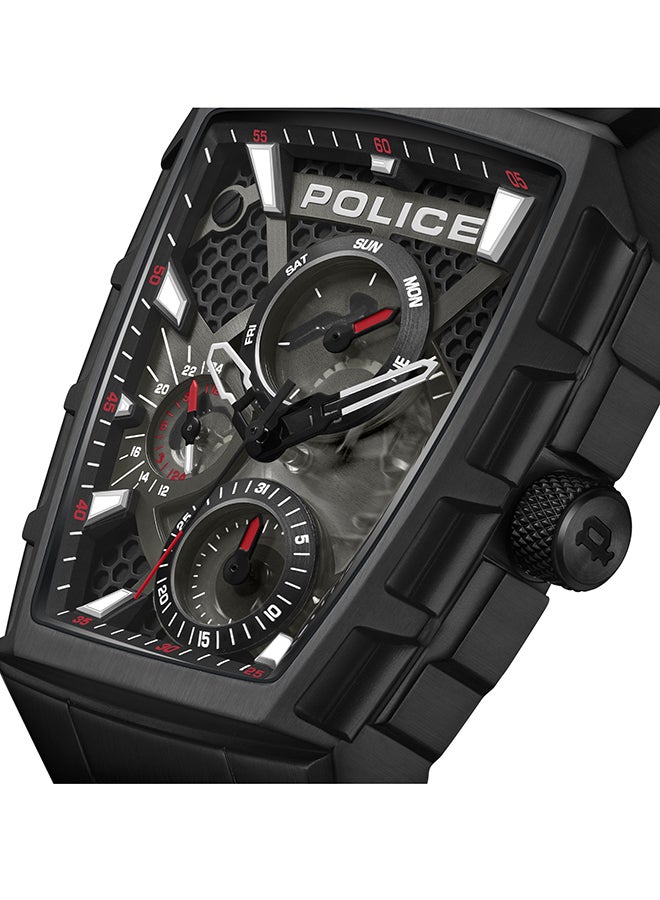 POLICE Men's Tough Gear Black Dial Red Silicone Strap Gents Chronograph Watch With Stainless Steel Case  - Image 3