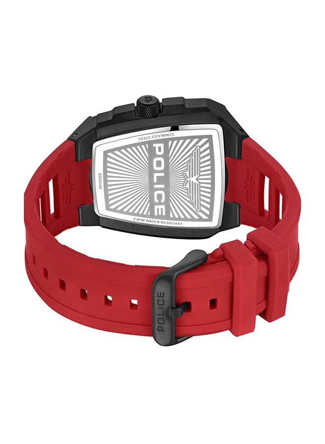 POLICE Men's Tough Gear Black Dial Red Silicone Strap Gents Chronograph Watch With Stainless Steel Case  - Image 4