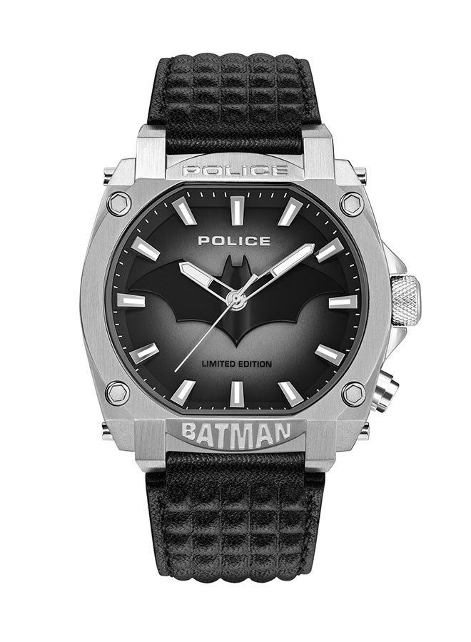 POLICE Men's Limited Edition Forever Batman Stainless Steel Case & Black Genuine Leather Strap Men's Watch  - Image 1
