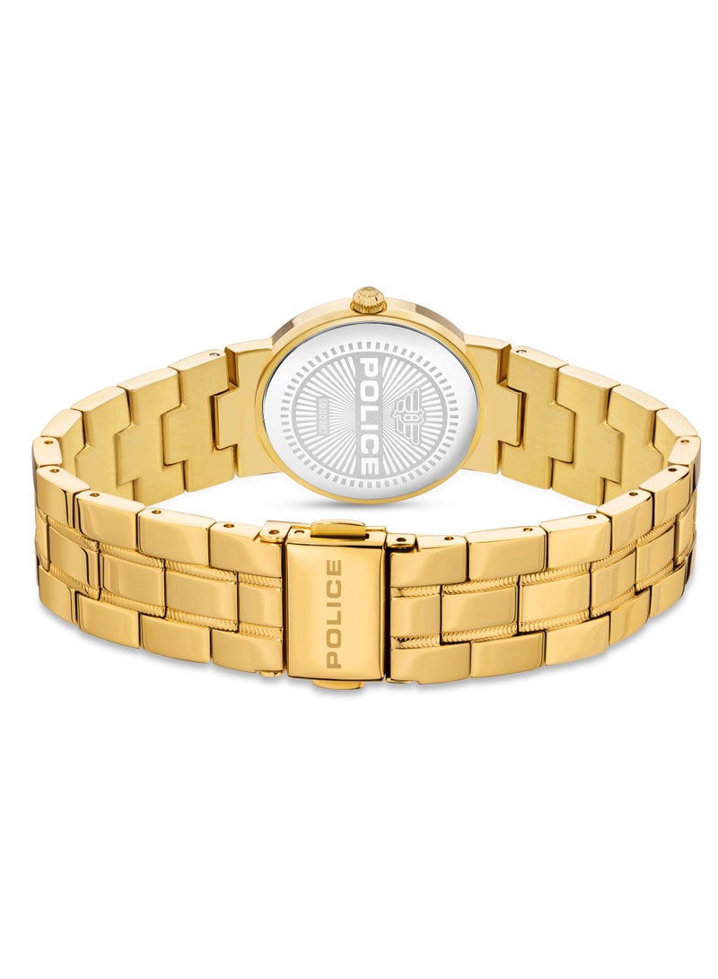 بوليس Women's MEA-L03 White Mother-of-Pearl Dial with Yellow Gold Plated Plated Stainless Steel Bracelet Watch  - Image 4
