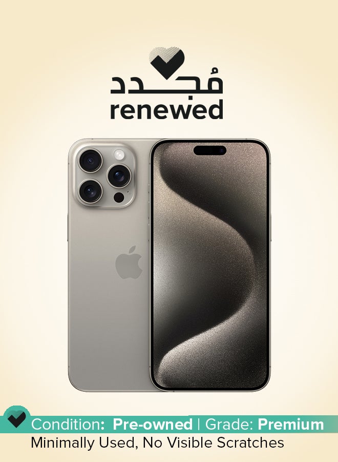 Apple - Renewed - iPhone 15 Pro Max 256GB Natural Titanium 5G With Facetime - International Version - Image 1