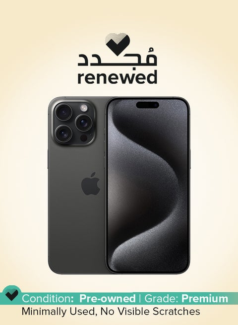 Renewed - iPhone 15 Pro Max 256GB Black Titanium 5G With Facetime