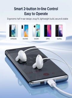 جوي روم Type-C Series Half In-Ear Wired Earphones White  - Image 2