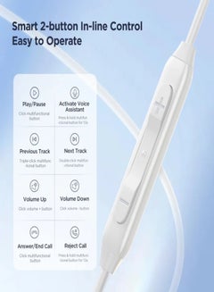 جوي روم Type-C Series Half In-Ear Wired Earphones White  - Image 3