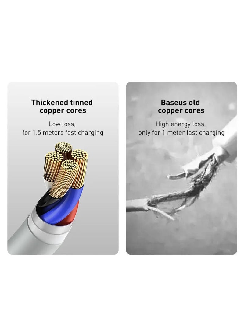 Baseus USB C Cable 5A, 40W USB Type C Super Charger Cable [2Pack 1.5m] USB C to A Charging Cord for Huawei P30, P20 Lite, P20, P10, Mate 20, 20 pro, 30, 30 pro Mate 10, Mate RS, Honor Play White  - Image 3