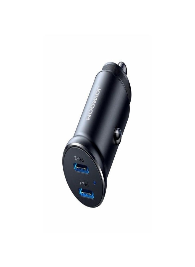 JOYROOM JR-CCN06 Dual Usb-C Mini Metal Car Charger black - Image 3