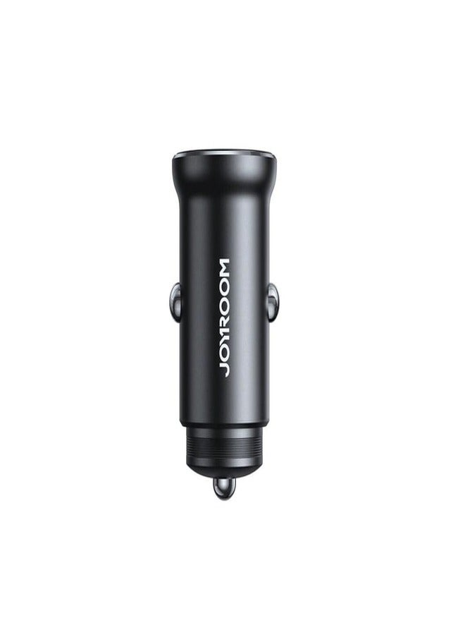 JOYROOM JR-CCN06 Dual Usb-C Mini Metal Car Charger black - Image 2