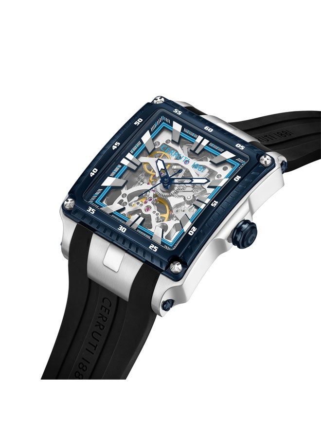 CERRUTI 1881 Men's Stainless Steel & Blue Screws Transparent Dial Watch  - Image 2