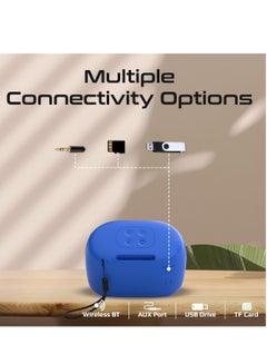 PROMATE Bluetooth Speaker, 5W True Wireless IPX4 Water Resistant Portable Speaker with HD Sound, Long 24H Playtime, USB Flash Port, AUX Port and TF Card Slot for iPhone 16, iPad, S25, Mood - Blue  - Image 4