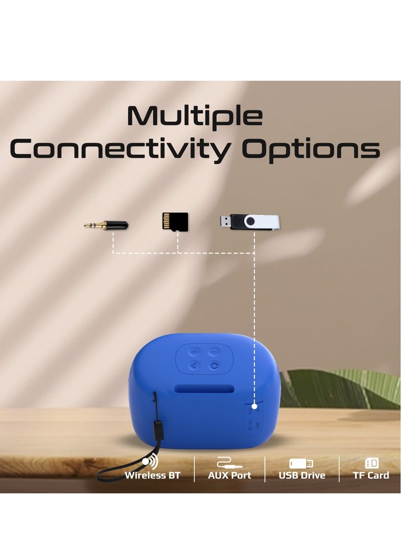 PROMATE Bluetooth Speaker, 5W True Wireless IPX4 Water Resistant Portable Speaker with HD Sound, Long 24H Playtime, USB Flash Port, AUX Port and TF Card Slot for iPhone 16, iPad, S25, Mood - Blue  - Image 4