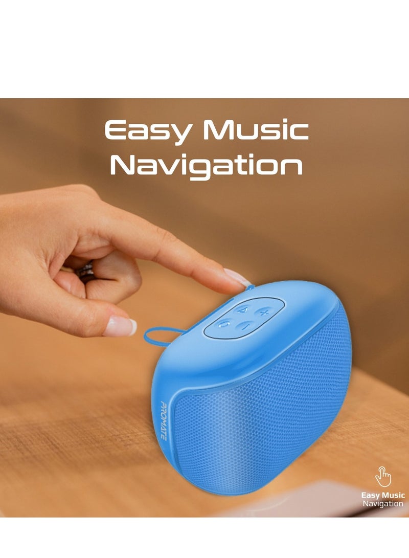 PROMATE Bluetooth Speaker, 5W True Wireless IPX4 Water Resistant Portable Speaker with HD Sound, Long 24H Playtime, USB Flash Port, AUX Port and TF Card Slot for iPhone 16, iPad, S25, Mood - Blue  - Image 3