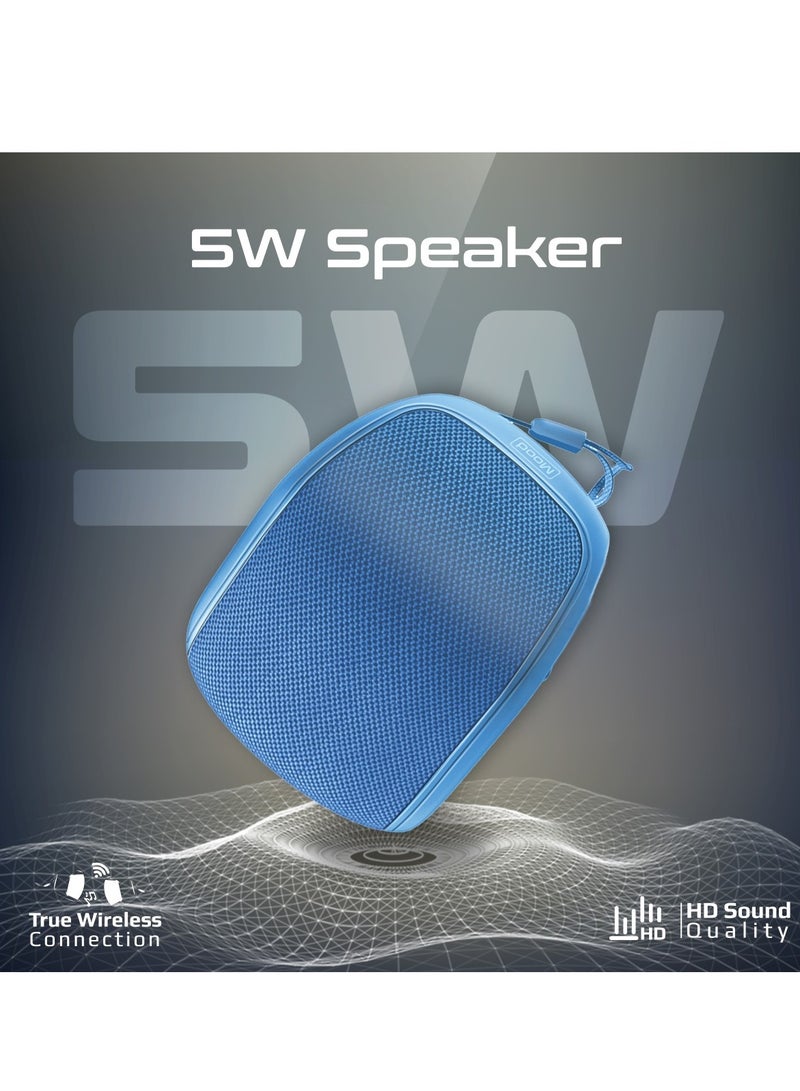 PROMATE Bluetooth Speaker, 5W True Wireless IPX4 Water Resistant Portable Speaker with HD Sound, Long 24H Playtime, USB Flash Port, AUX Port and TF Card Slot for iPhone 16, iPad, S25, Mood - Blue  - Image 2