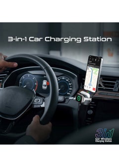 PROMATE Multifunctional 3-in-1 Wireless Car Charging Station with MagSafe-Compatibility, Triple Mounting, 15W Phone Charger,4.5W AirPods Charger Pad,3.5W Magnetic Watch Charger,MagDrive-Trio.Black Black  - Image 2