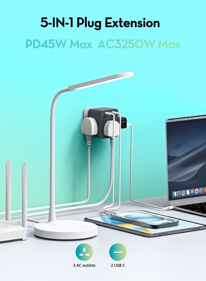 راف باور شاحن حائط RAVauer 45W مع ثلاثة منافذ طاقة - Image 4