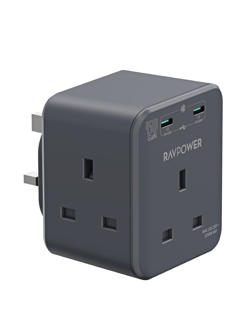 راف باور شاحن حائط RAVauer 45W مع ثلاثة منافذ طاقة - Image 1