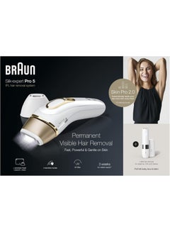 BRAUN Braun Silk-expert PL 5146, IPL hair removal system for use on body and face, 400,000 flashes with 4 extras, FS1000 Face Mini Hair Remover, Precision head, Venus razor and Soft bag White / Gold  - Image 5