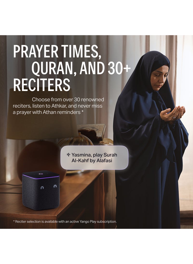 Yasmina - Smart Speaker with Human-Like AI Assistant | Use your voice to control smart home devices via Bluetooth or Wi-Fi, play music, Quran, and more (speaks Arabic, English) | size Midi | Black - Image 1