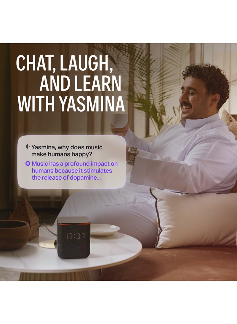 Yasmina - Smart Speaker with Human-Like AI Assistant | Use your voice to control smart home devices via Bluetooth or Wi-Fi, play music, Quran, and more (speaks Arabic, English) | size Midi | Black - Image 1