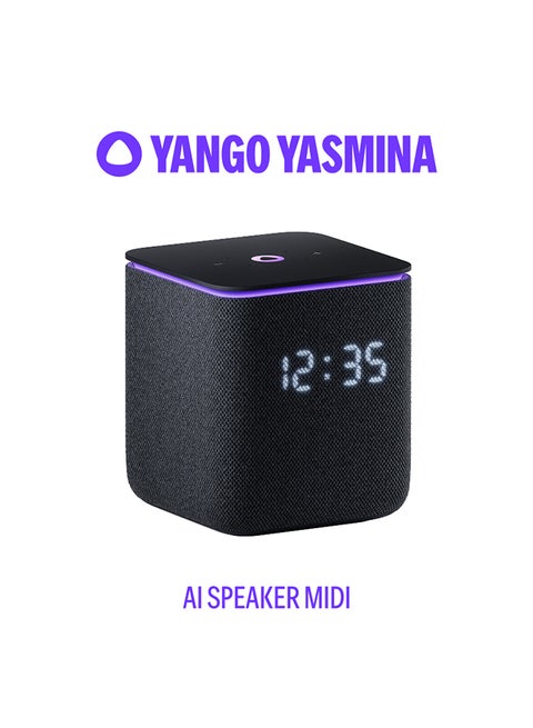 Midi | Yango | Smart Wi-Fi Bluetooth Speaker with AI, Premium Sound & Deep Bass | Fluent in English & Arabic | Play music, Quran | Control Smart home devices | Zigbee | Stereo Pairing Black