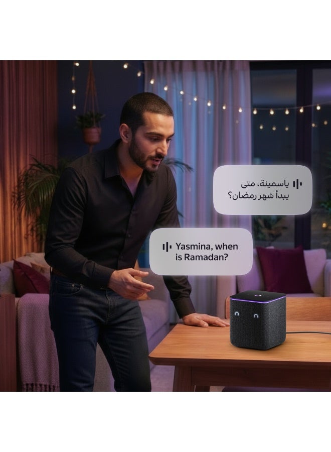 Yasmina Yango Yasmina Midi | Smart AI Speaker | Premium Sound, Deep Bass & Stereo Pairing | Speaks English, Arabic | YangoPlay gift unlimited Movies, Series, Music, Quran | Kids teacher & Translator | Black Black - Image 3