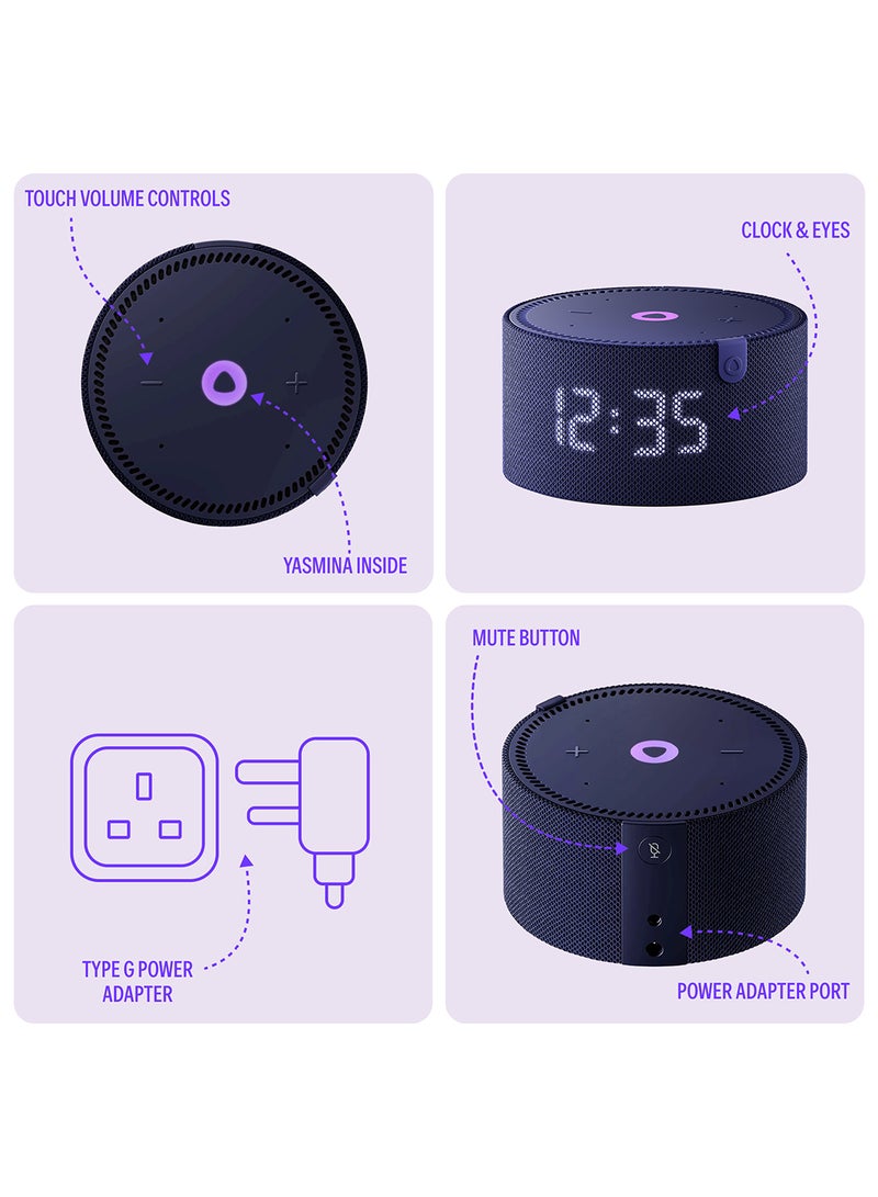 Yasmina - Smart Speaker with Human-Like AI Assistant | Use your voice to control smart home devices via Bluetooth or Wi-Fi, play music, Quran, and more (speaks Arabic, English) | size Mini | Blue - Image 1