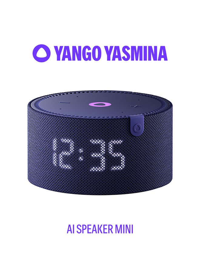 Yango Yasmina Mini | Smart AI Speaker | Surround Sound, Stereo Pairing, LED Display | Speaks English, Arabic | YangoPlay gift unlimited Movies, Series, Music, Quran | Kids teacher & Translator | Blue Blue