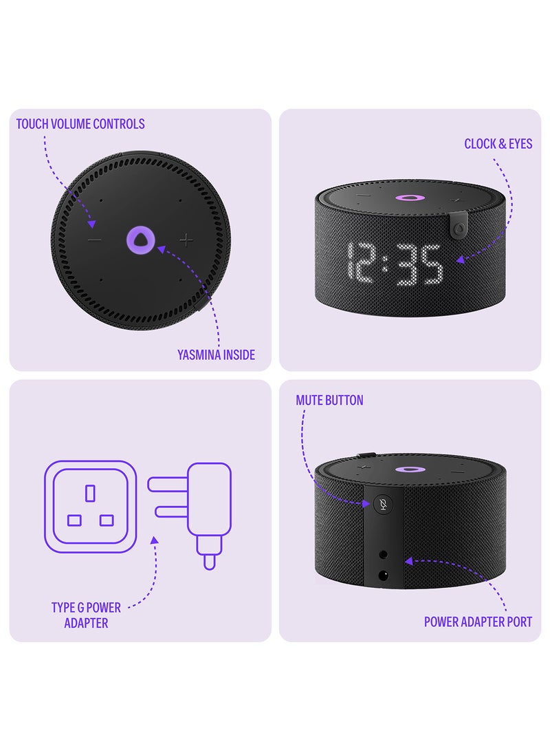 Yasmina - Smart Speaker with Human-Like AI Assistant | Use your voice to control smart home devices via Bluetooth or Wi-Fi, play music, Quran, and more (speaks Arabic, English) | size Mini | Black - Image 1