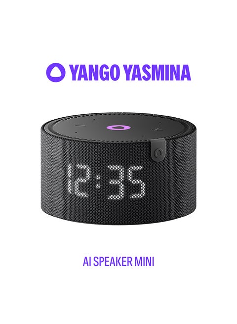 Mini | Yango | Smart Compact WiFi Bluetooth Speaker with AI & Surround Sound | Fluent in English & Arabic | Play music, Quran | Control Smart home devices | LED Display| Stereo Pairing Black