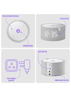 Yasmina Smart Speaker with Human-Like AI Assistant | Use your voice to control smart home devices via Bluetooth or Wi-Fi, play music, Quran, and more (speaks Arabic, English) | size Mini | Grey  - Image 4