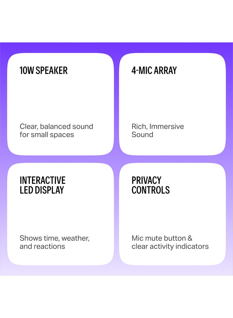 Yasmina - Smart Speaker with Human-Like AI Assistant | Use your voice to control smart home devices via Bluetooth or Wi-Fi, play music, Quran, and more (speaks Arabic, English) | size Mini | Grey - Image 1