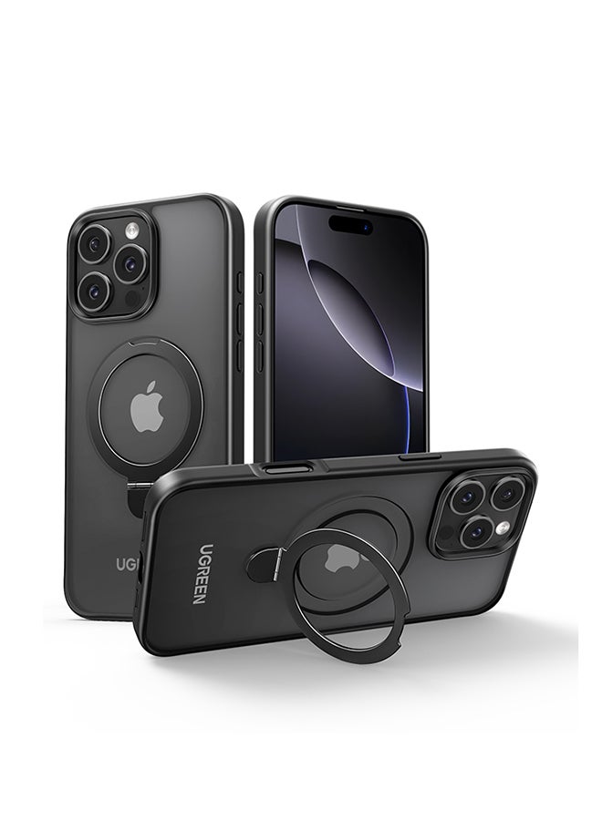 Ugreen iPhone 16 Pro Magsafe Case Kickstand for, Strong Magnetic, Sturdy & Versatile Stand, Never Yellow, Military-Grade Drop Protection, iPhone 16 Pro Magnetic Stand Cover Slim Anti-Fingerprint Anti-Scratch Black  - Image 1