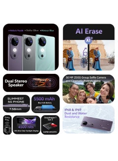 vivo V40 5G Dual SIM Stellar Silver 12GB RAM 512GB With Exclusive Gifts Earbuds, Smart Watch, 80W Charger And 24 Months Warranty + 1 Year Screen Replacement - Middle East Version  - Image 2