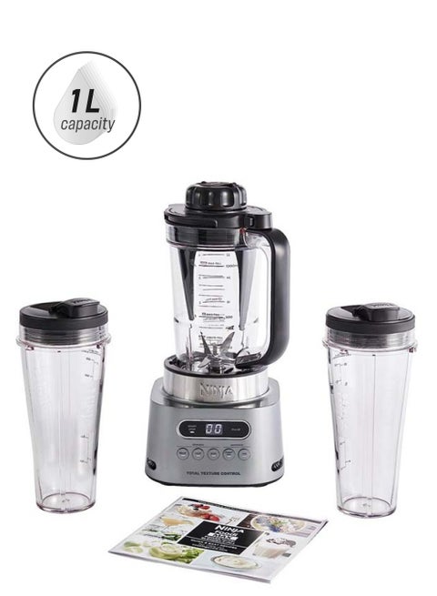 Foodi MAX Power Nutri Blender 2-In-1, Blend Smoothie Bowls, Thick Spreads & Frozen DrInks, Automatic Programs, SmartTorque, 1L Jug With Power Paddle, 2x 700ml Cups 1 L 1100 W CB150ME Silver