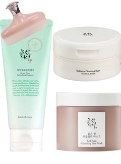 Beauty of Joseon Daily Cleansing Trio for Fresh Skin & Face Scrubber - Nourishing Cleansing Balm, Purifying Green Plum Cleansing Foam, and Detoxifying Red Bean Pore Mask 340ml  - Image 1