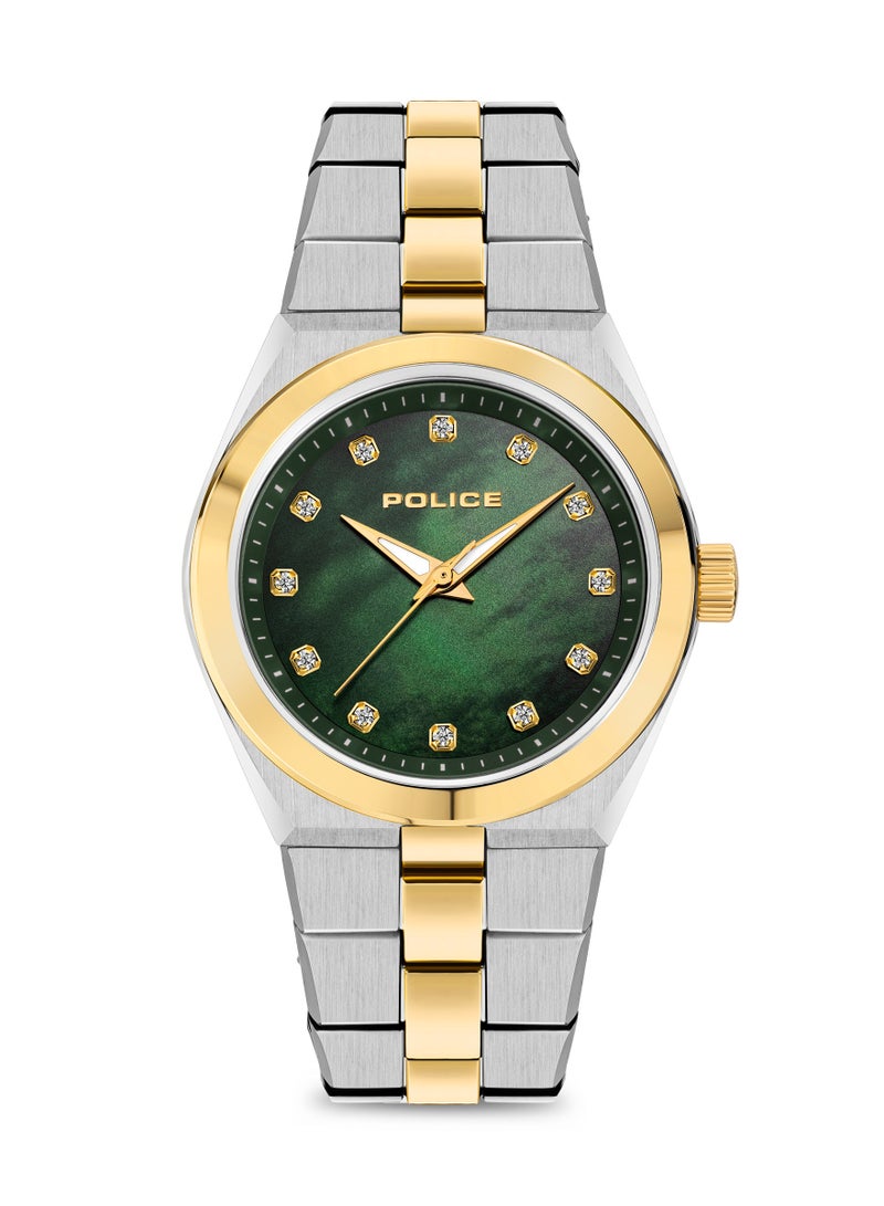 بوليس Women's MEA-L03 Green Mother-of-Pearl Dial With Silver & Yellow Gold Plated Plated Stainless Steel Bracelet Watch - Image 1