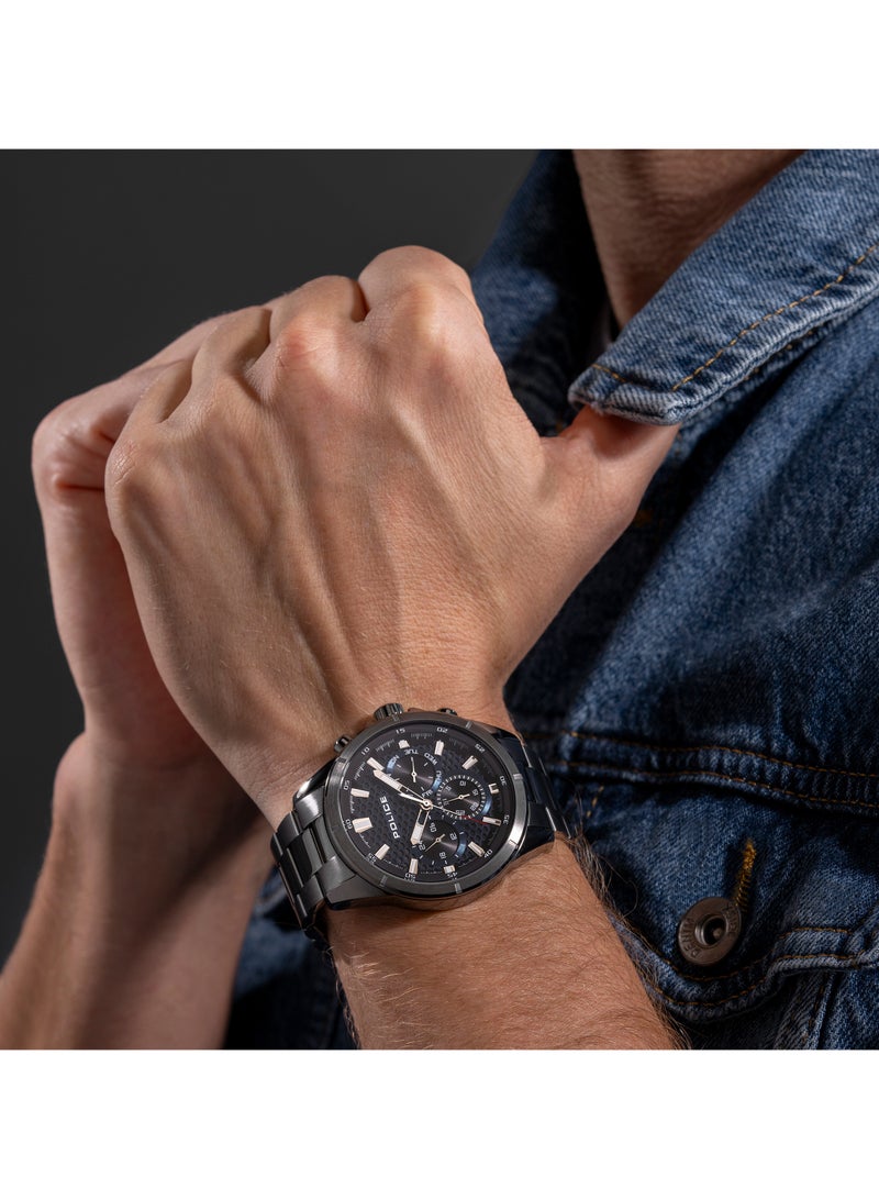 بوليس Men's Malawi Blue Dial With Gun Metal Plated Stainless Steel Bracelet Chronograph Watch - Image 5