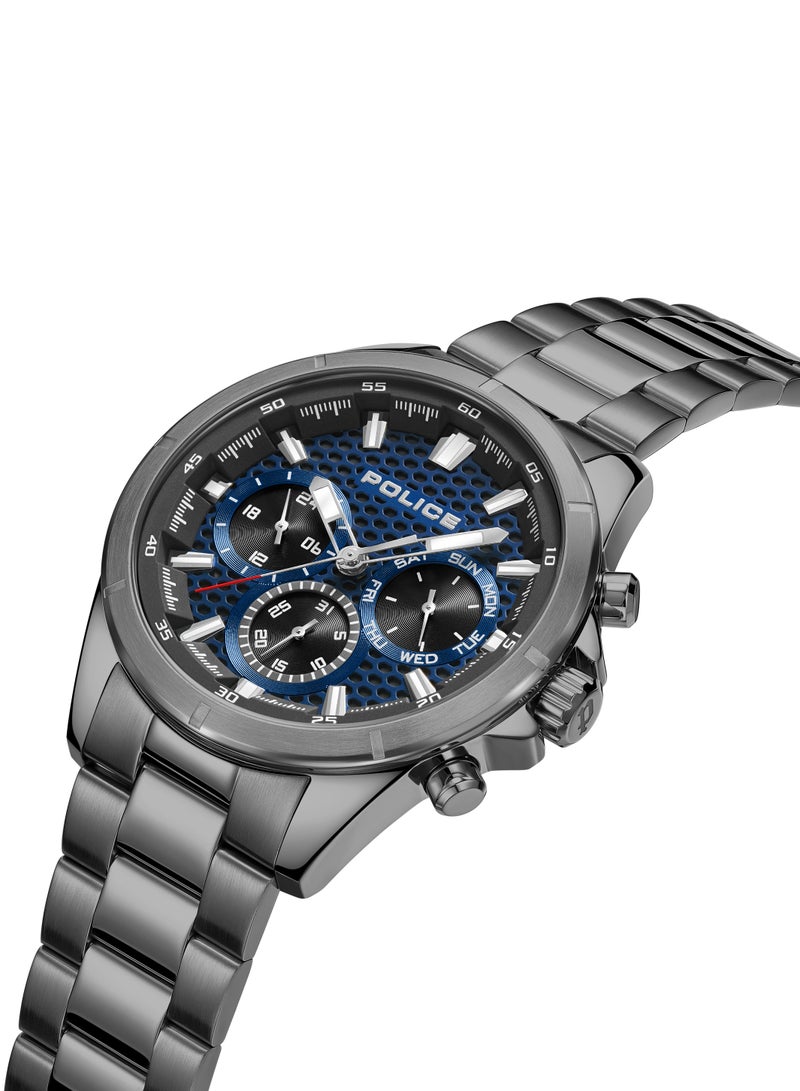 بوليس Men's Malawi Blue Dial With Gun Metal Plated Stainless Steel Bracelet Chronograph Watch - Image 2