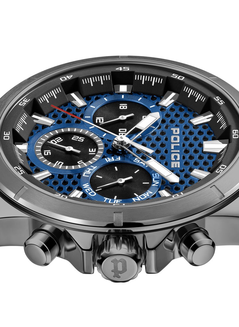بوليس Men's Malawi Blue Dial With Gun Metal Plated Stainless Steel Bracelet Chronograph Watch - Image 4
