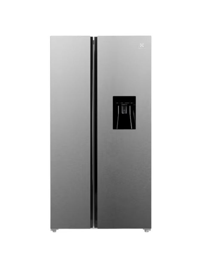 الكترولوكس 541L Gross Side by Side 2 Door Premium Refrigerator with Water Dispenser, 10 Year Warranty on NutriFresh Inverter Compressor, European Standard Side by Side Fridge ESE5441A-AME Dark Silver  - Image 1