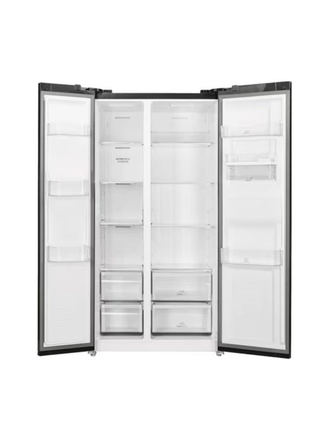 الكترولوكس 541L Gross Side by Side 2 Door Premium Refrigerator with Water Dispenser, 10 Year Warranty on NutriFresh Inverter Compressor, European Standard Side by Side Fridge ESE5441A-AME Dark Silver  - Image 3