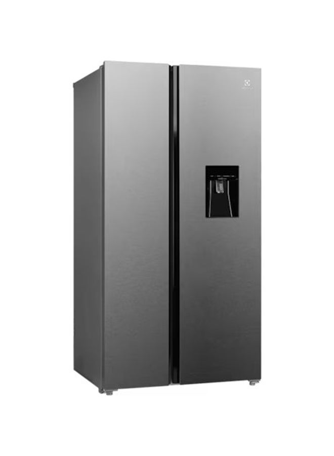 الكترولوكس 541L Gross Side by Side 2 Door Premium Refrigerator with Water Dispenser, 10 Year Warranty on NutriFresh Inverter Compressor, European Standard Side by Side Fridge ESE5441A-AME Dark Silver  - Image 2