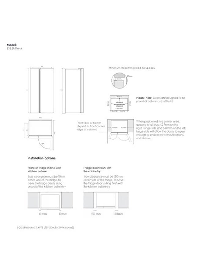 Electrolux - 541L Gross Side by Side 2 Door Premium Refrigerator with Water Dispenser, 10 Year Warranty on NutriFresh Inverter Compressor, European Standard Side by Side Fridge ESE5441A-AME Dark Silver - Image 1