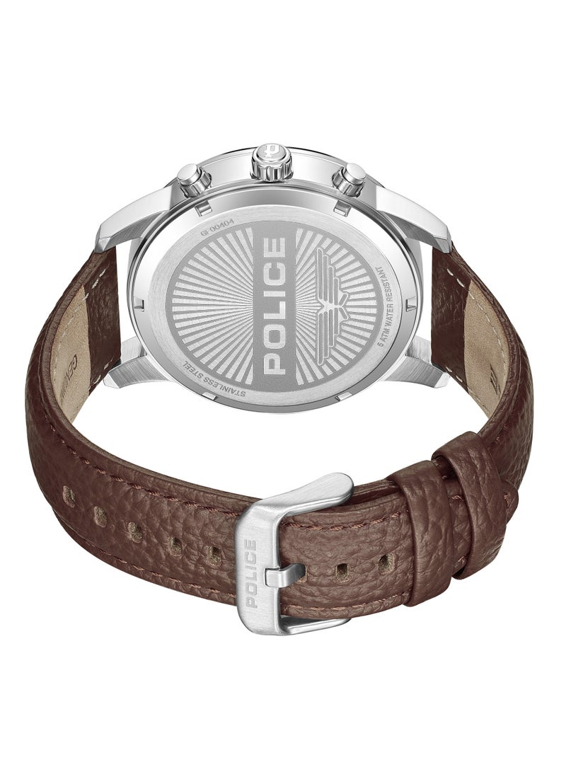 POLICE - Men's Avondale Li Black Dial With Brown & Black Genuine Leather Chronograph Watch - Image 1
