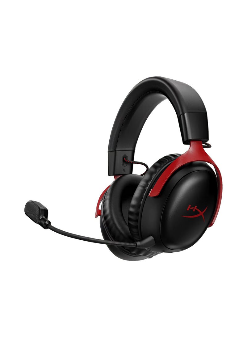 HYPERX - Cloud III Wireless Gaming Headphones, 53mm Dynamic with Neodymium Magnets, Memory Foam & Premium Leatherette Ear Cushion, 2.4 GHz Wireless Type, Detachable Microphone, 77Z46AA Black/Red - Image 1