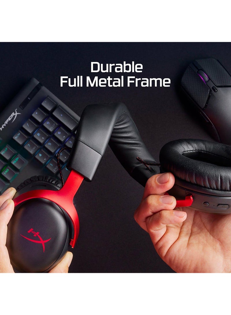 HYPERX - Cloud III Wireless Gaming Headphones, 53mm Dynamic with Neodymium Magnets, Memory Foam & Premium Leatherette Ear Cushion, 2.4 GHz Wireless Type, Detachable Microphone, 77Z46AA Black/Red - Image 1