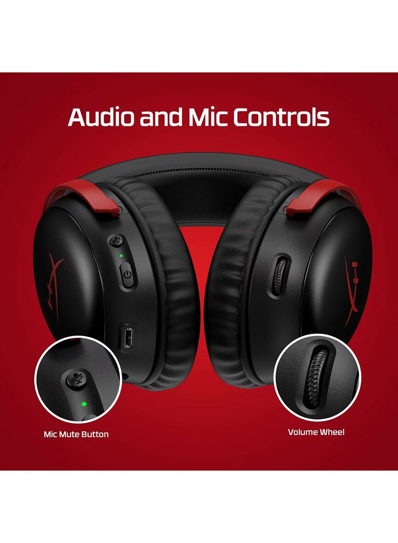 HYPERX - Cloud III Wireless Gaming Headphones, 53mm Dynamic with Neodymium Magnets, Memory Foam & Premium Leatherette Ear Cushion, 2.4 GHz Wireless Type, Detachable Microphone, 77Z46AA Black/Red - Image 1