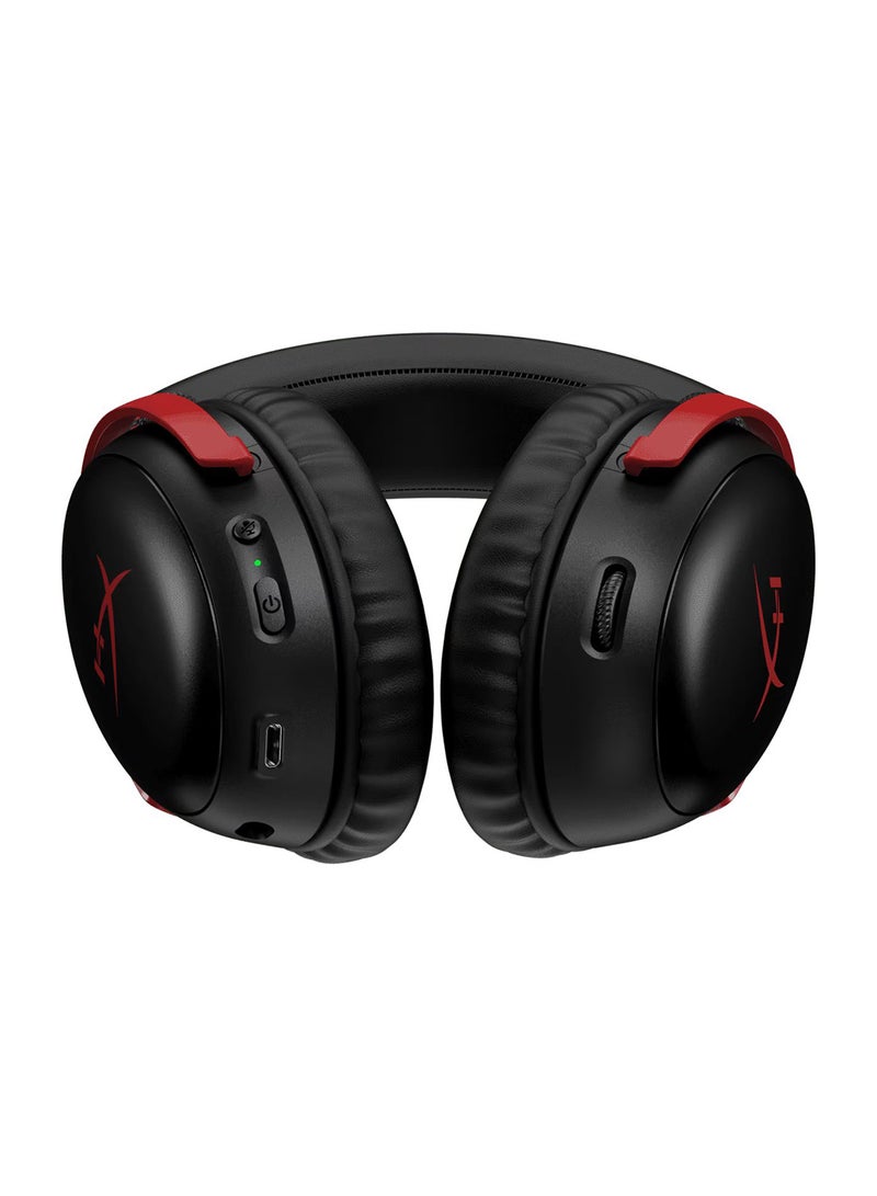 HYPERX - Cloud III Wireless Gaming Headphones, 53mm Dynamic with Neodymium Magnets, Memory Foam & Premium Leatherette Ear Cushion, 2.4 GHz Wireless Type, Detachable Microphone, 77Z46AA Black/Red - Image 1