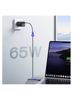 JOYROOM Fast GaN Charger 65W USB-A, 2x USB-C + USB-C - USB-C Cable 100W 1.2m (TCG01) Black  - Image 2